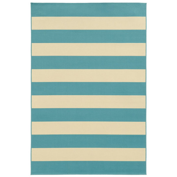 Breakwater Bay Jonesboro Blue/Ivory Indoor/Outdoor Rug Wayfair